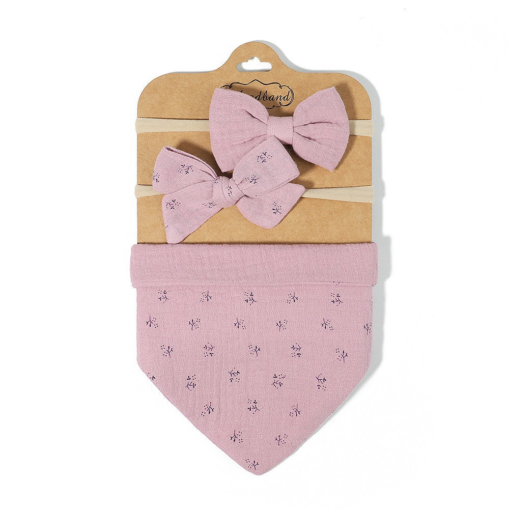 Baby Bow Headband and Burping Cloth Set