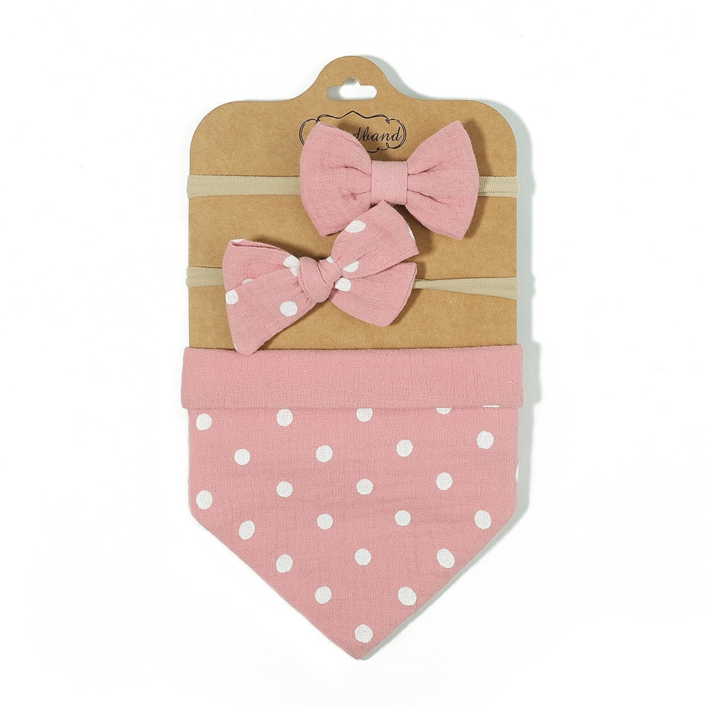 Baby Bow Headband and Burping Cloth Set