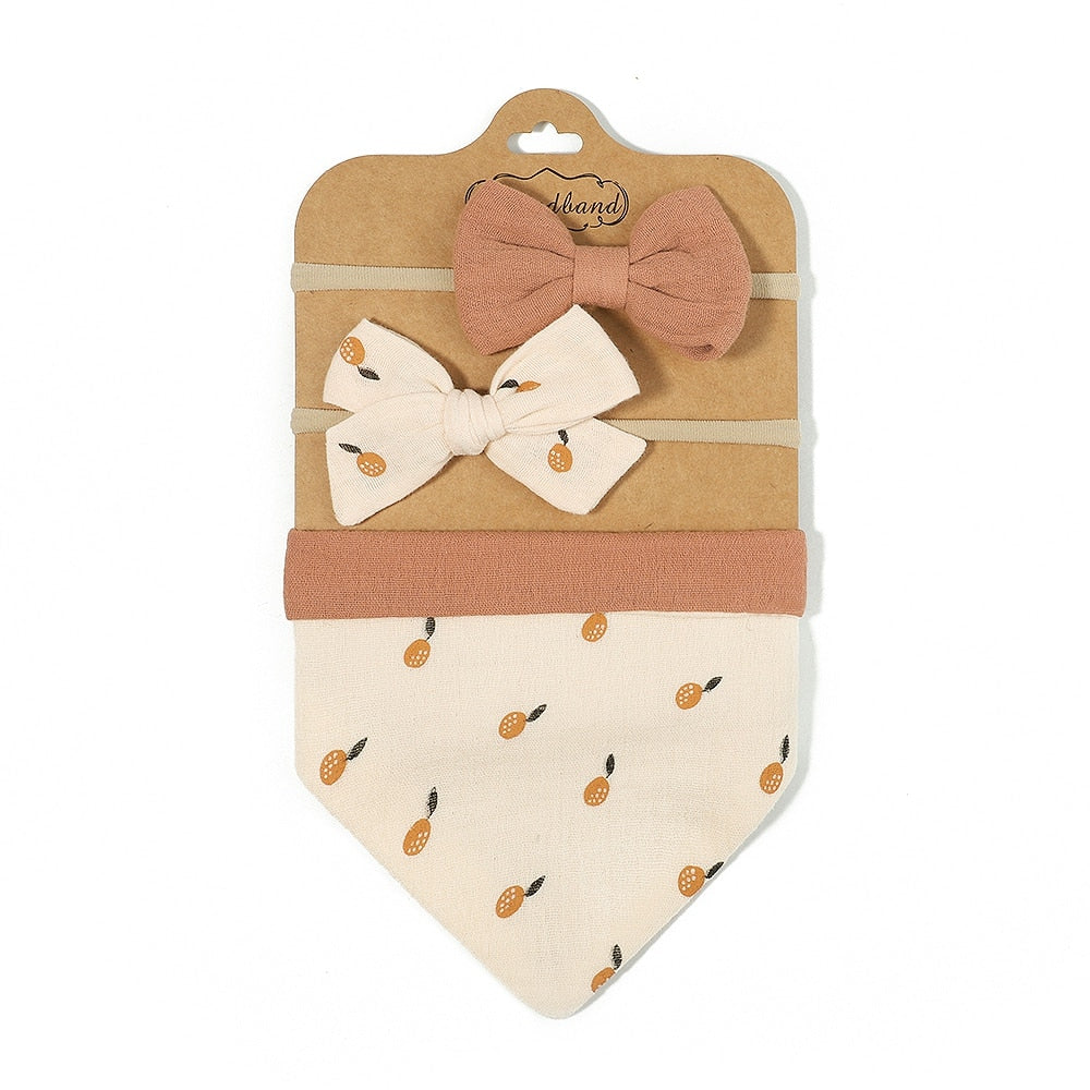 Baby Bow Headband and Burping Cloth Set