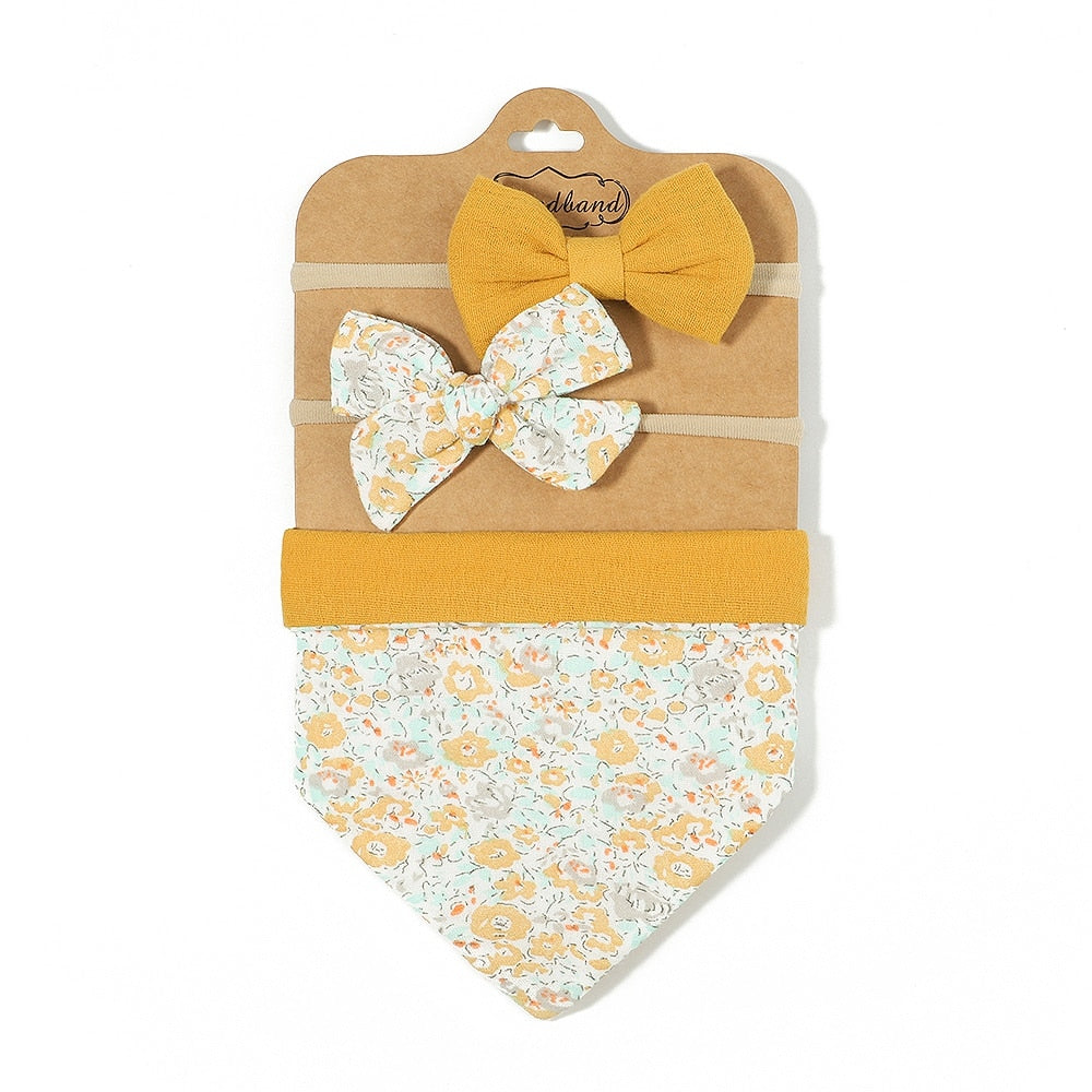 Baby Bow Headband and Burping Cloth Set