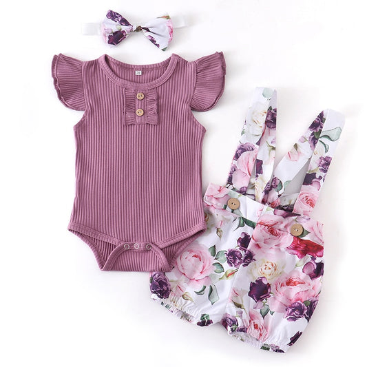 Romper Flower Suspender Set (3 colors)