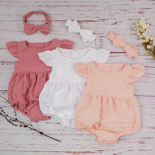 Baby Romper With Headband or Hat