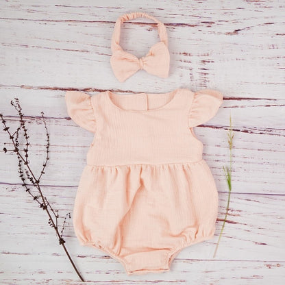 Baby Romper With Headband or Hat