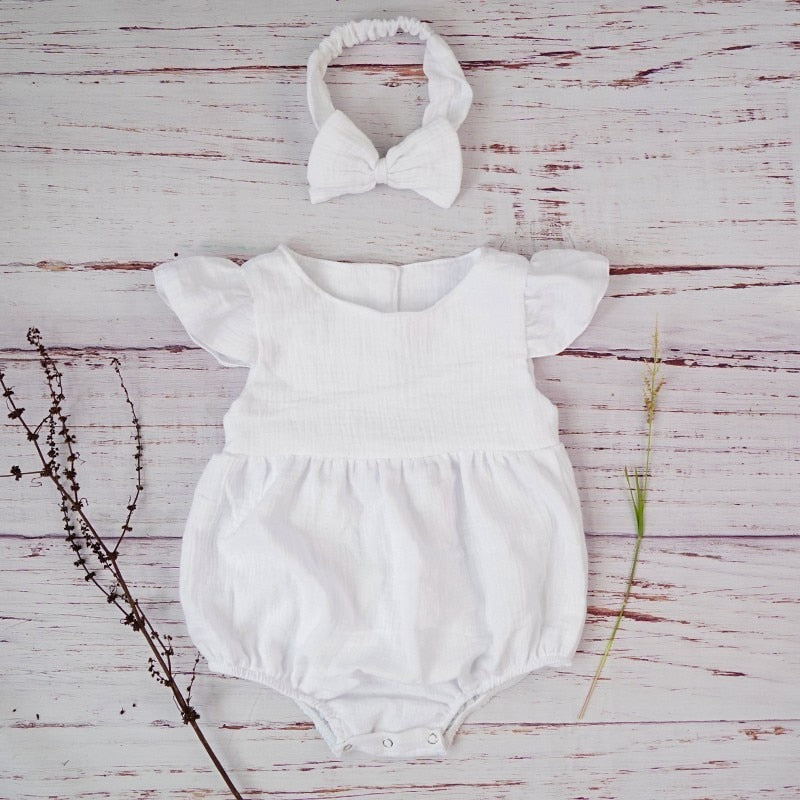 Baby Romper With Headband or Hat