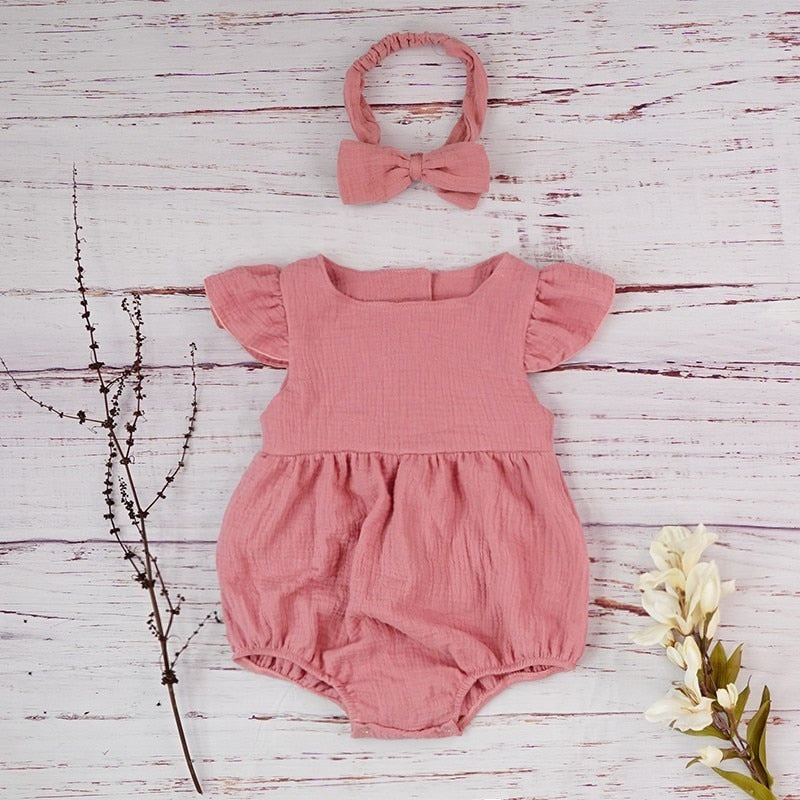 Baby Romper With Headband or Hat