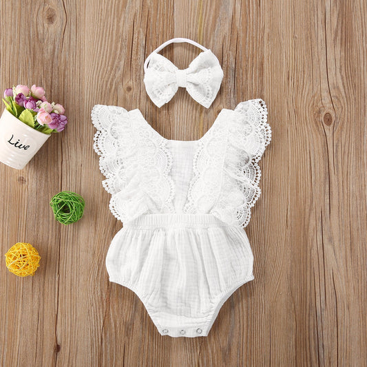 Lace Ruffle Romper and Headband