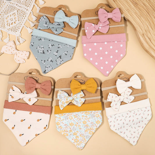 Baby Bow Headband and Burping Cloth Set