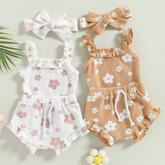 Floral Print Waffle Romper