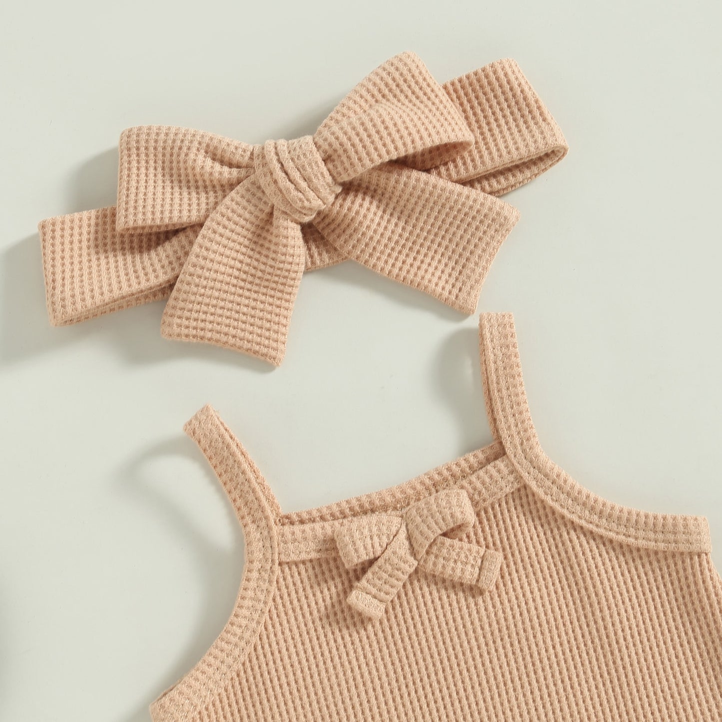 Sleeveless Waffle Knit Romper Set