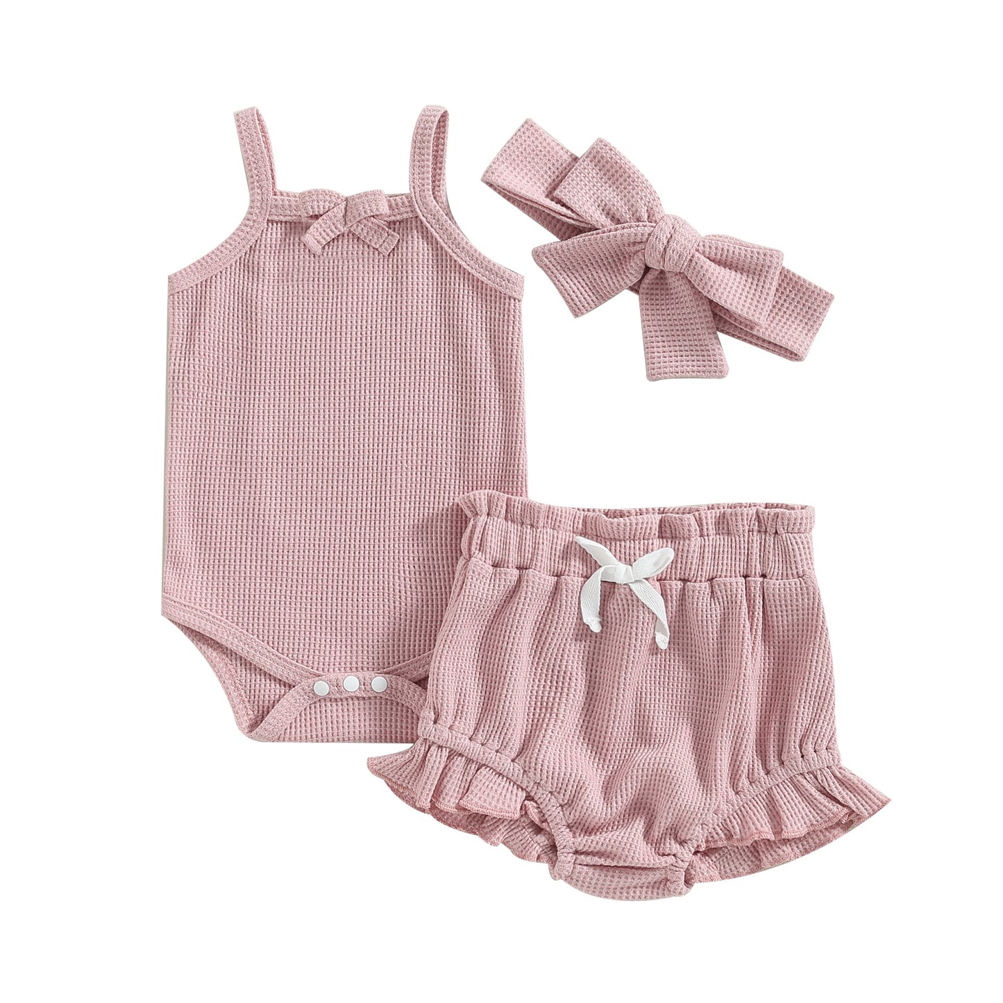 Sleeveless Waffle Knit Romper Set